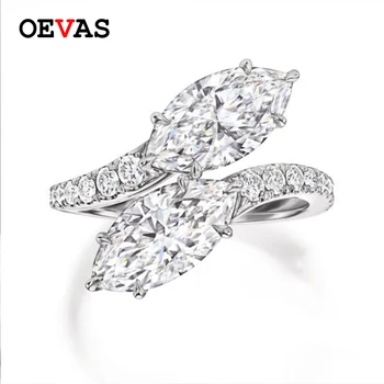 

OEVAS Luxury AAAAA+ Horse Eye Zircon 925 Sterling Silver Finger Rings For Women Sparkling Full CZ Engagement Party Jewelry Bague