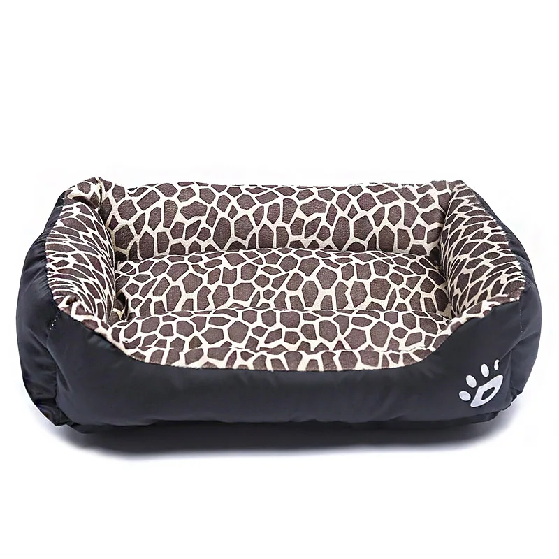 Leopard Зимняя теплая хлопковая кровать для домашних животных, для маленьких, средних и больших собак, водонепроницаемая нескользящая Нижняя кровать для собак, мягкая флисовая кровать для кошек и собак, диван-домик - Цвет: Leopard