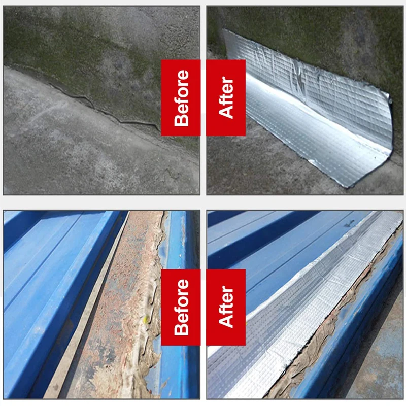 Roof Leakproof Aluminum Foil Butyl Rubber Waterproof Tape High Temperature Resistance Pipes Walls Leak Sticker Super Nano Tapes