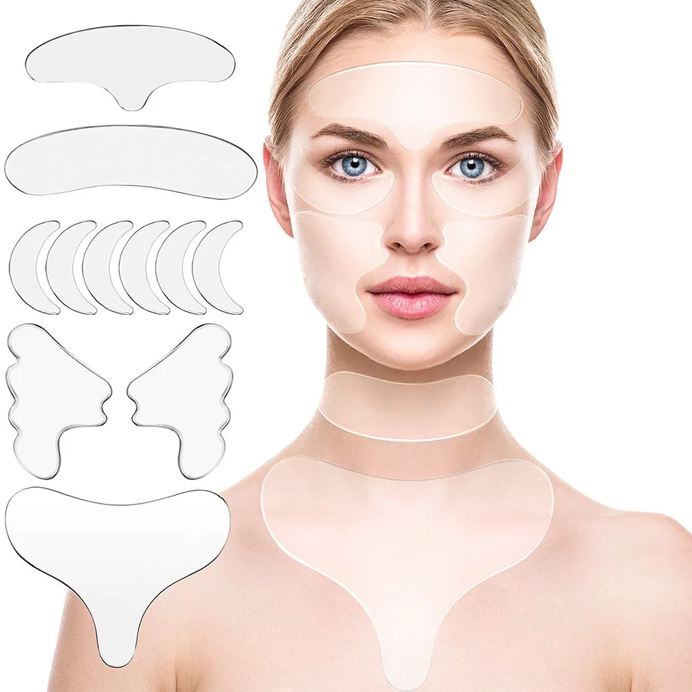 16pcs Woman Reusable Silicone Wrinkle Rimpel Patches Removal Sticker Face Forehead Neck Eye Sticker Skin Care Tool