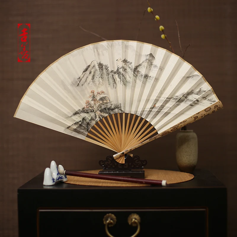 

Sensu 8 Inch Folding Fan Deer Fan Mottled Bamboo Hand Fan In National Customs Go Abroad Gift Fan Wenwan Fan Men's Fan