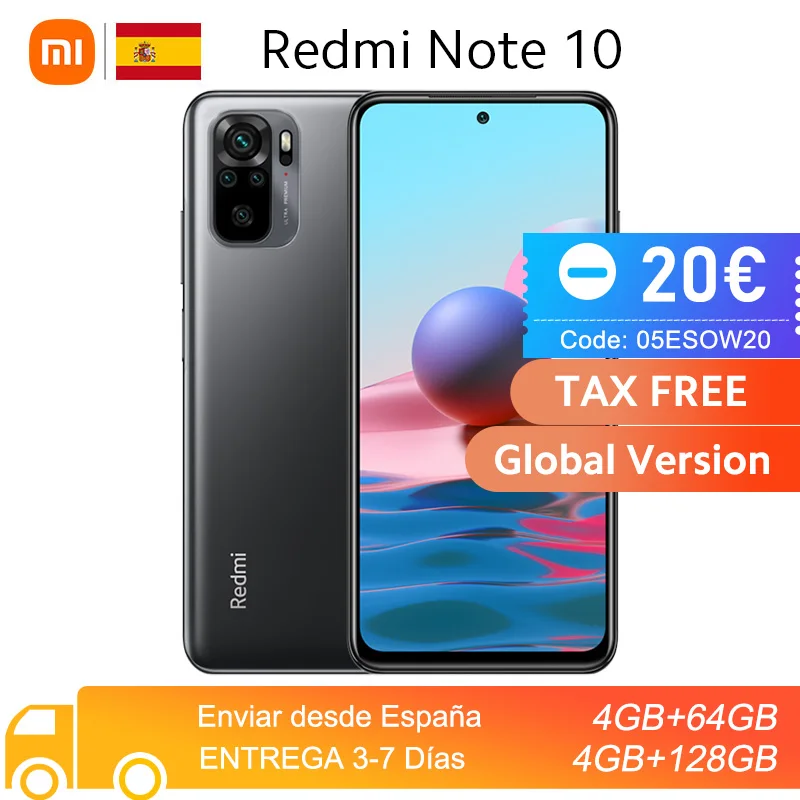 Versión Global Xiaomi Redmi Nota 10 4GB RAM 64GB / 128GB ROM teléfono móvil 48MP Quad Cámara Snapdragon 678 de 6,43 Pantalla AMOLED