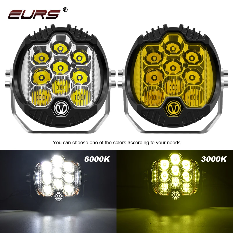 Eurs 7inch Led Light 90w Side Shooter Flood Spot Off Road Driving Light