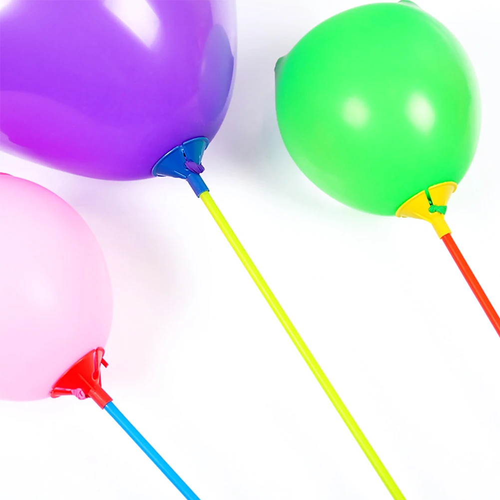 100Pcs Holder Wedding Holiday Plastic With Cup Balloon Towbars Random Stick Party Rods Decoration