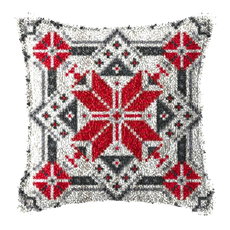 High Quality Carpet Embroidery Pillow Knoop Pakket Needlework Set Latch Hook Cushion Button Package Printed Pillow Mat DIY Decor