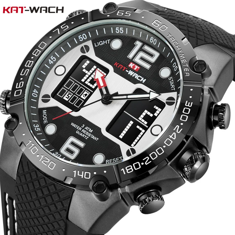 

KAT-WACH Men's Electronic Watch Multifunction Fashion Electronic Watch Waterproof Silicon Quartz Watch Calendar Alarm Timing men