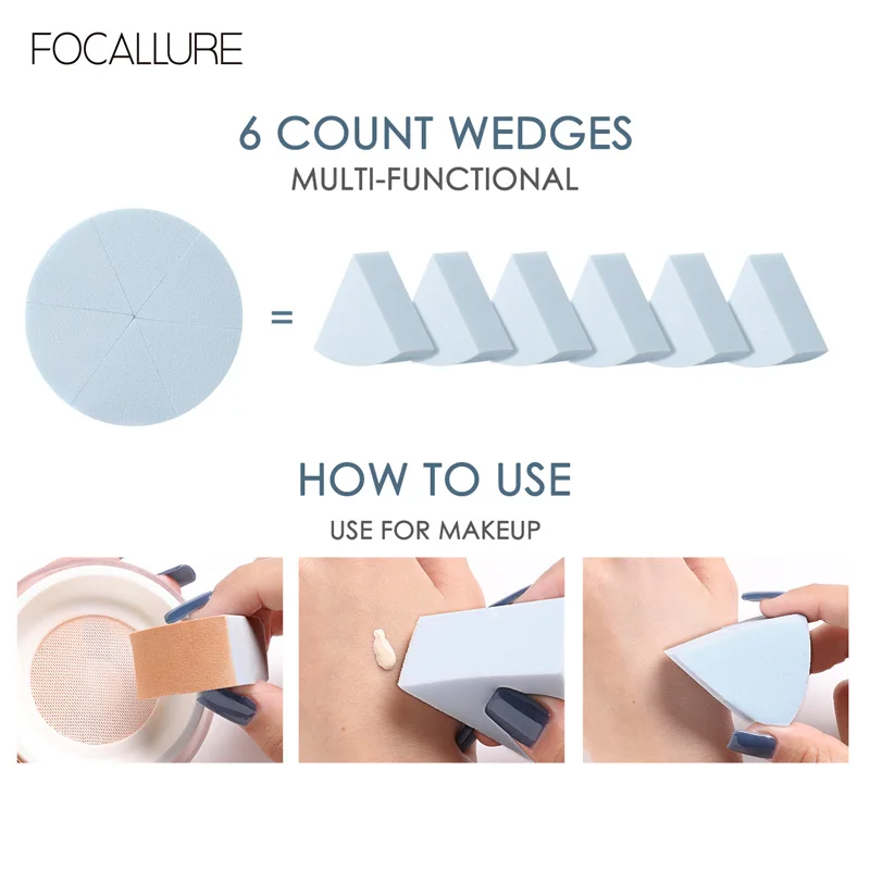 FOCALLURE Косметическая пуховка 6 штук клинья Искусственный Мягкий инструмент для