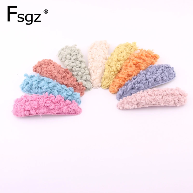 

Hot Ins Hairpins For Women Candy Color Solid Imitate Lamb Wool BB Hairgrip Ornament Fringe Hairpin Waterdrop BB Hair Clips 8.8CM
