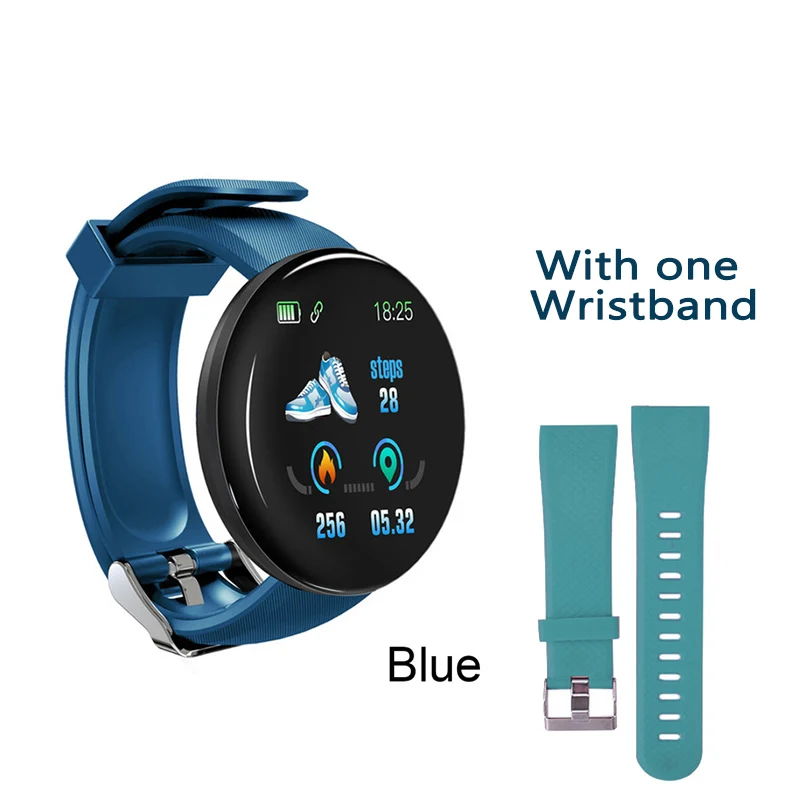 blue 3 Смарт-часы D18 мужские Bluetooth водонепроницаемые спортивные фитнес-трекер умный Браслет пульсометр кровяное давление водонепроницаемые женские - Цвет: blue 3