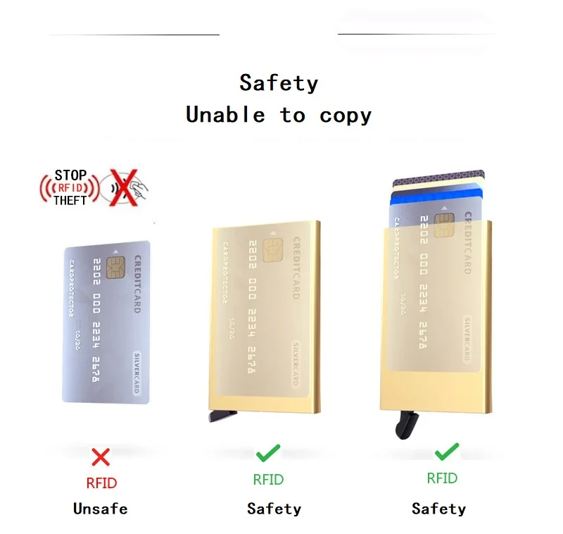 Бизнес Кредитная карта RFID держатель для карт блокирующий металлический кошелек один ящик минималистичный кошелек алюминиевая карта посылка для мужчин