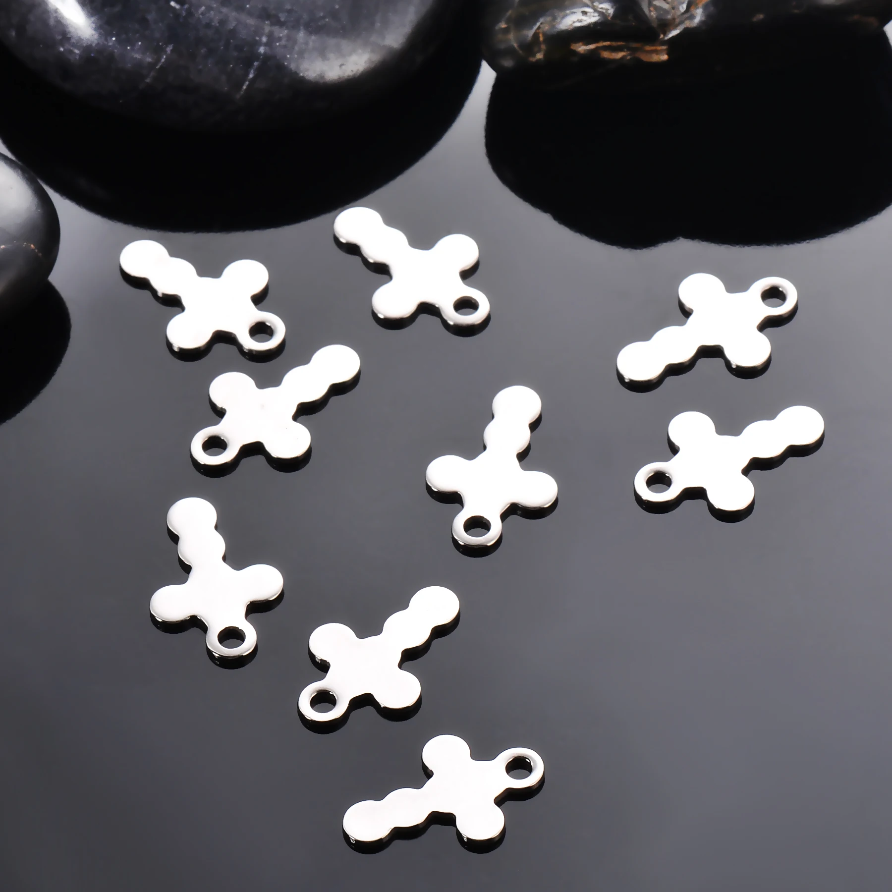 25Pcs/Lot Stainless Steel Cross Pendant Charms Bracelet Necklace DIY Jewelry Making Handmade Accessories Findings 2