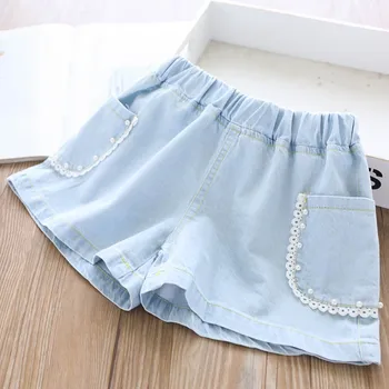 

2020 Summer Girls Lace Pearl Double-Pocket Shorts Children's Clothing Wholesale