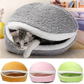 

Cat Sleeping Bed Sofas Mat Removable Hamburger Dog House Short Plush Small Pets Beds Warm Puppy Kennel Nest Cushion Pet Products