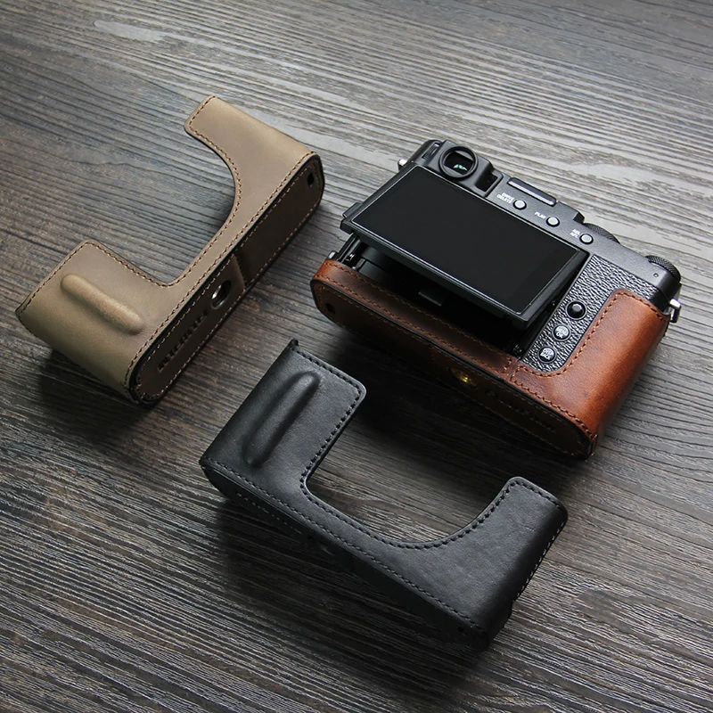 写真撮影用の本革カメラ,牛革,ボディボックスケース,Fujifilm用