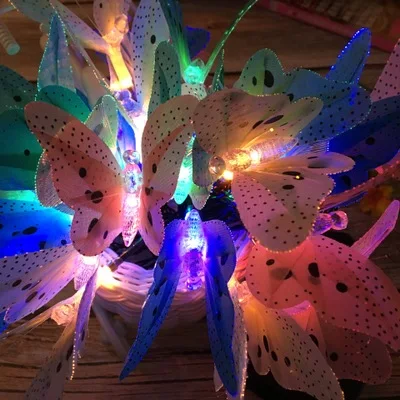 20LED Креативный 12/20LED волоконный водонепроницаемый солнечный светильник в форме бабочки, нарядный Рождественский садовый газон, декоративный светильник для балкона s - Испускаемый цвет: 20LED