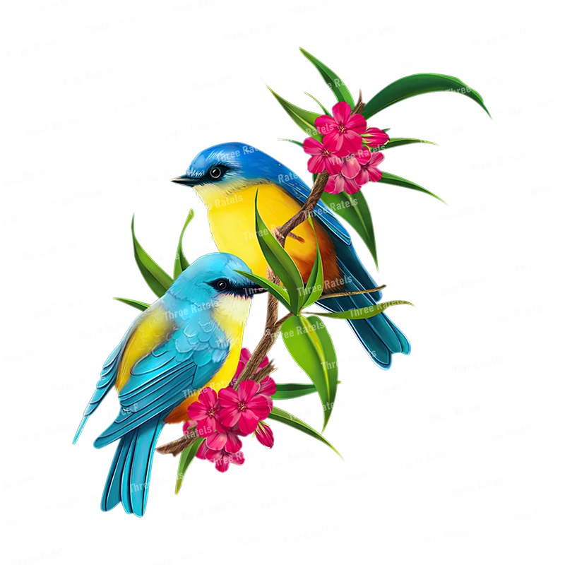 Wall Stickers Toilet Stickers Self Adhesive Wall Stickers Vinyl Stickers Vinyl Wall Stickers Self Adhesive Stickers Chalkboard Wall Stickers Chalkboard Stickers Three Ratels QCF146 Beautiful Flower And Bird Art Wall Decal Toilet Decal