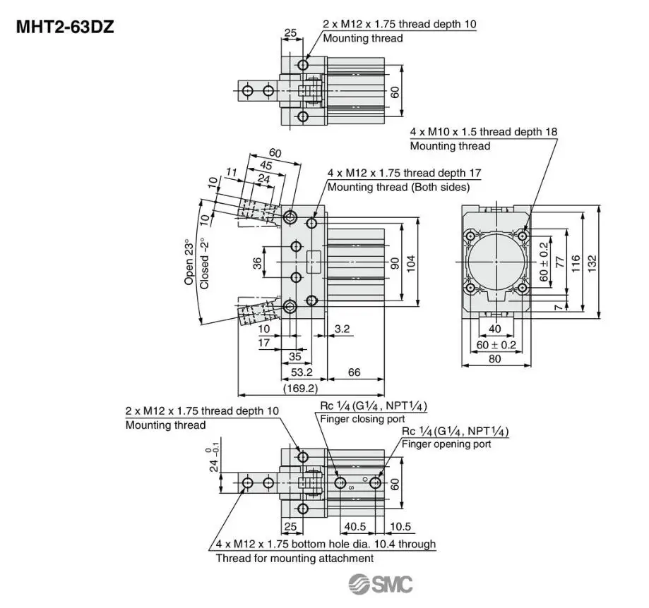 MHT2-32D MHT2-40D MHT2-50D MHT2-63D SMC переключения Тип воздуха пальца захватного устройства цилиндр воздуха пневматический компонент Air инструменты MHT серии