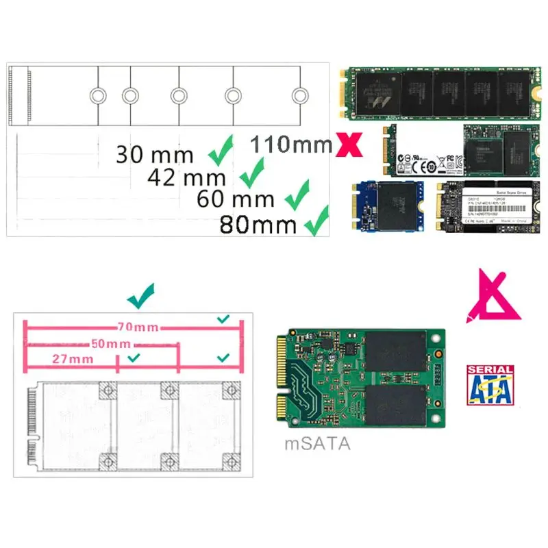 Двойной интерфейс M.2 NGFF в SATA и mSATA в SATA3 адаптер Карточка SSD адаптер Комплект