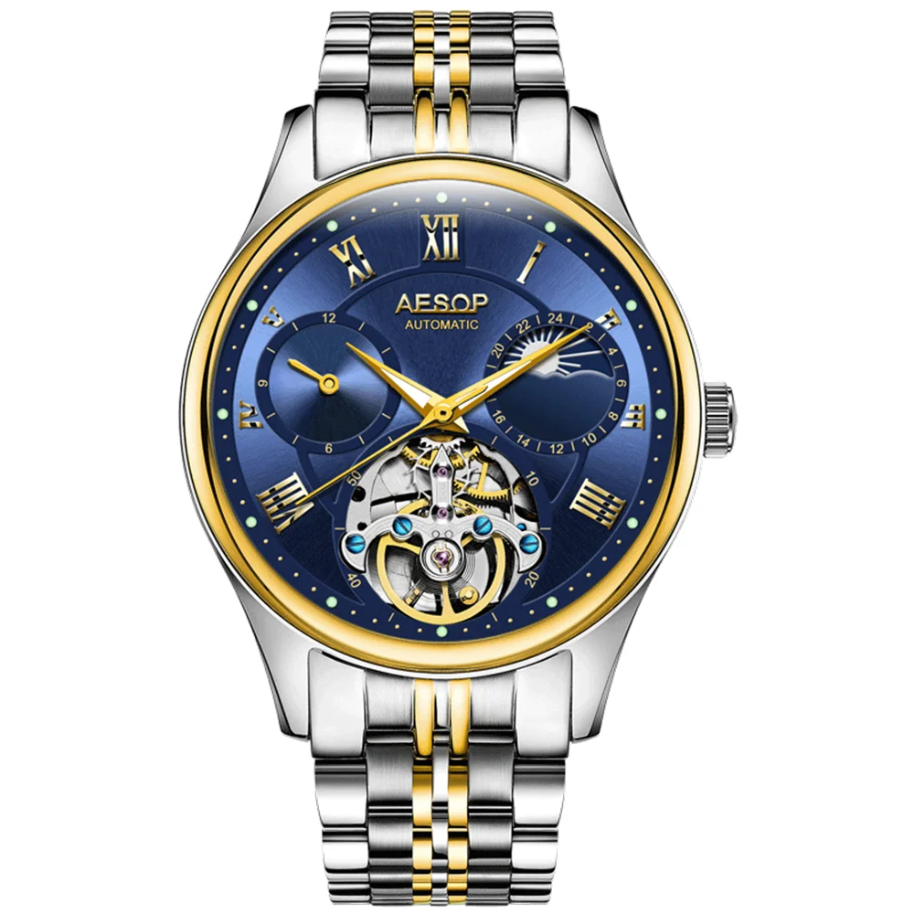 

GUANQIN 2020 Wrist Watch Men Luminous Clock Man Automatic Waterproof Mechanical Steel Gold Skeleton Business Relogio Masculino