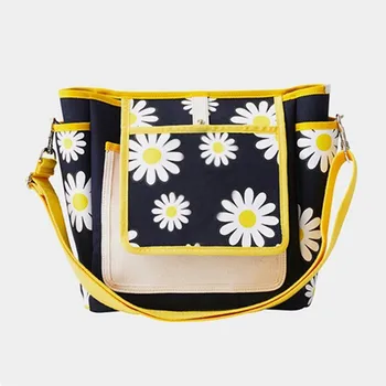 

Summer Niche Large Capacity Casual Totes Bag 2020 New Daisy Flower Panelled Canvas Shoulder Messenger Bags Fashion Women Handbag