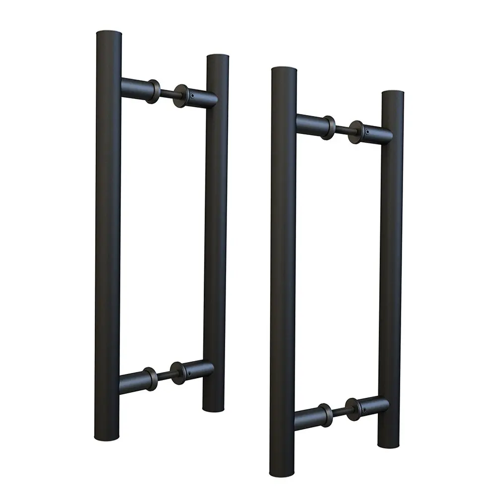 

Flat Black Bar Pull Handle Double Side Ladder Style for Wood Door Set of 2