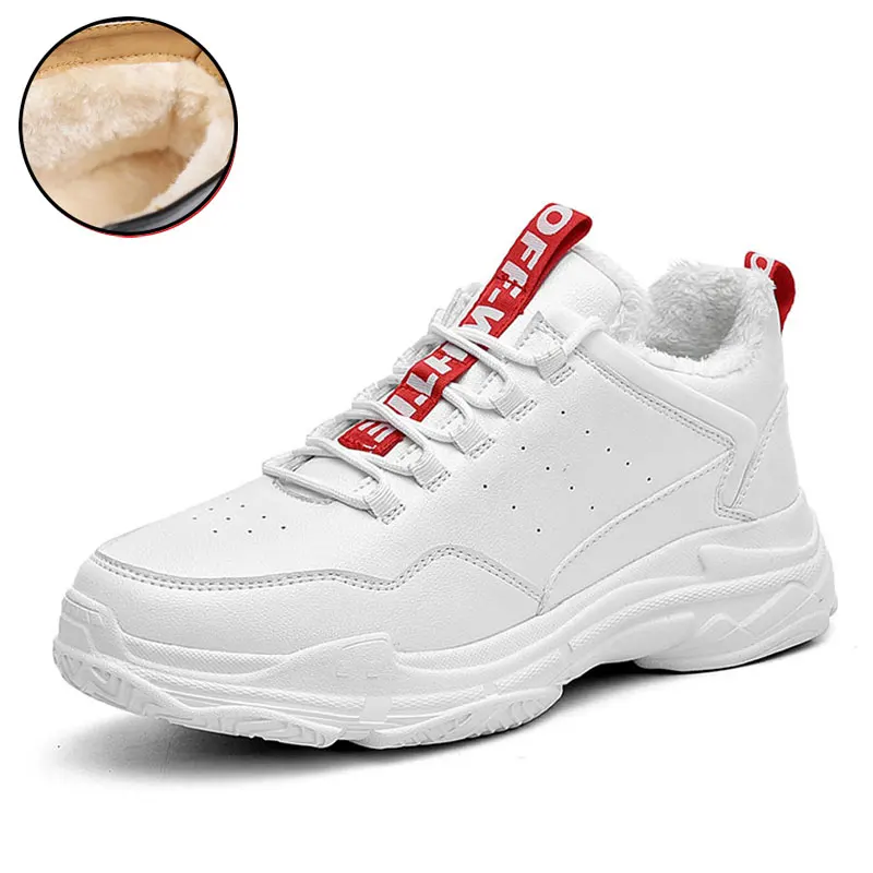 Plush White SUROM мужские уличные легкоатлетические спортивные туфли мужские кроссовки дышащие сохраняющие тепло зимние кроссовки мужские кроссовки прогулочная обувь - Цвет: Plush White