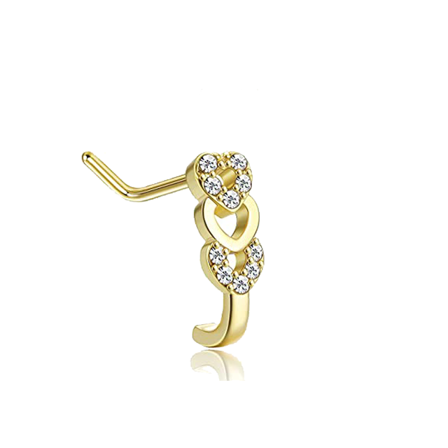 L Shape Nose Piercing Ring Heart Nose Stud Nostril Pin Septum Piercing Nez Gold Crystal Flower Nariz Pircing Nose Clip Hoop