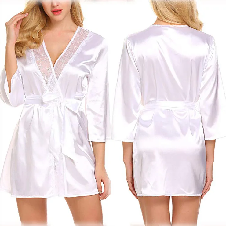 Женское платье для сна для беременных, ночная рубашка для кормления грудью, 4 цвета, кружевная сексуальная одежда для сна для беременных женщин - Цвет: White