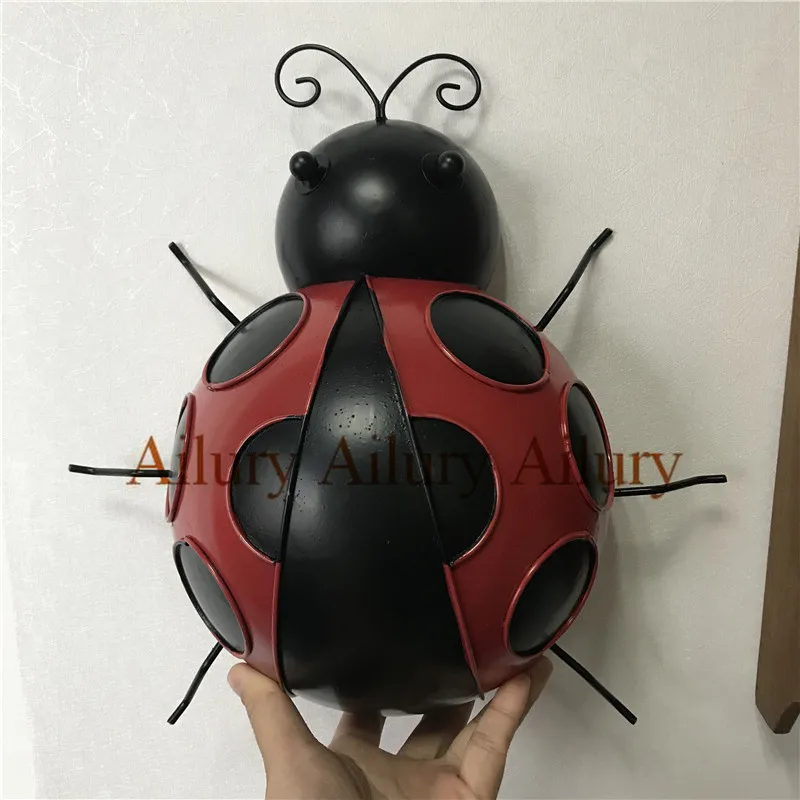 1pc 31cm Подвеска в виде божьей коровки, настенные подвески, украшение для стен, трехмерное кованое железо, металлическая креативная стена для гостиной, детского сада - Цвет: 1pc 31cm