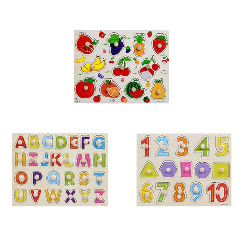 

New Baby Early Educational Toys Child Wood Jigsaw Toy Hand Grasp Wooden Puzzle Toy Kids Learning Education Toys 3Pcs