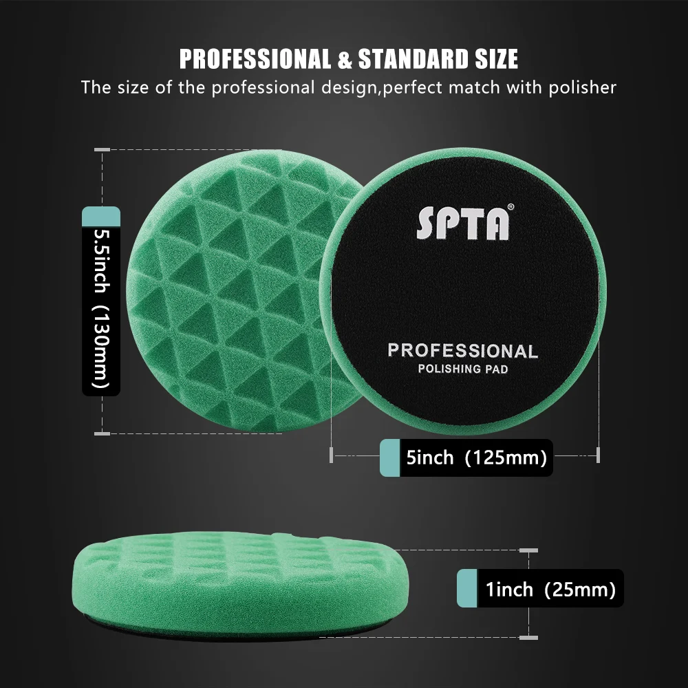 (Single Sale) SPTA 5"(125mm)/6"(150mm) Round Triangle Waxing ing Sponge Pad Polishing for Car RO/DA Machine Auto Care