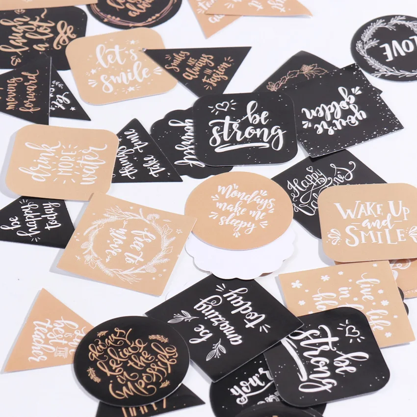 45 PCS/Box Cute English Blessing Decorative Stickers Adhesive Stickers DIY Decoration Craft Scrapbooking Stationery