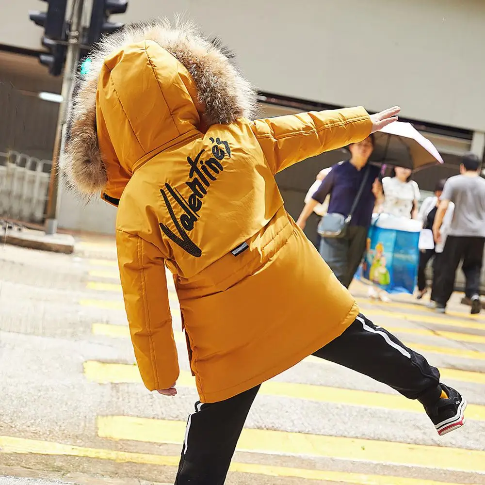 Autumn Winter Boys Jackets Fur Collar Baby Girls Down Coat Casual Children Hooded Outwear Girls Winter Down Jackets