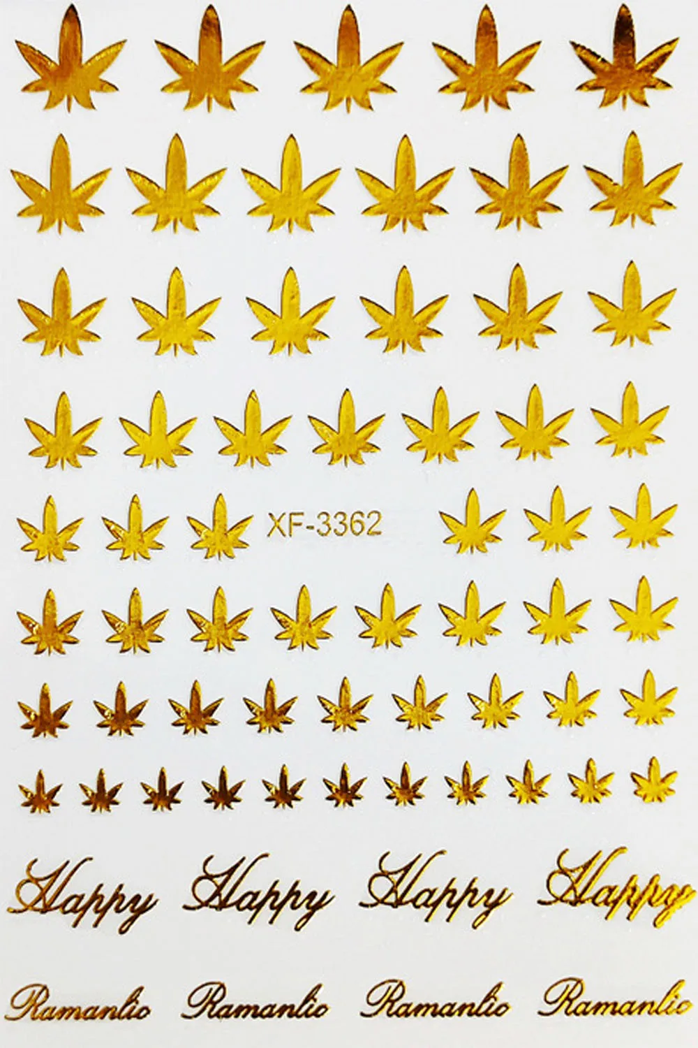 3D Colorful Maple Leaf Nail Art Sticker Neon Weed Pot Decal Modern Leaf Gold/Silver/Green/Black/White Adhesive Nail Slider 1pcs nail stickers,decorative stickers,nail decals