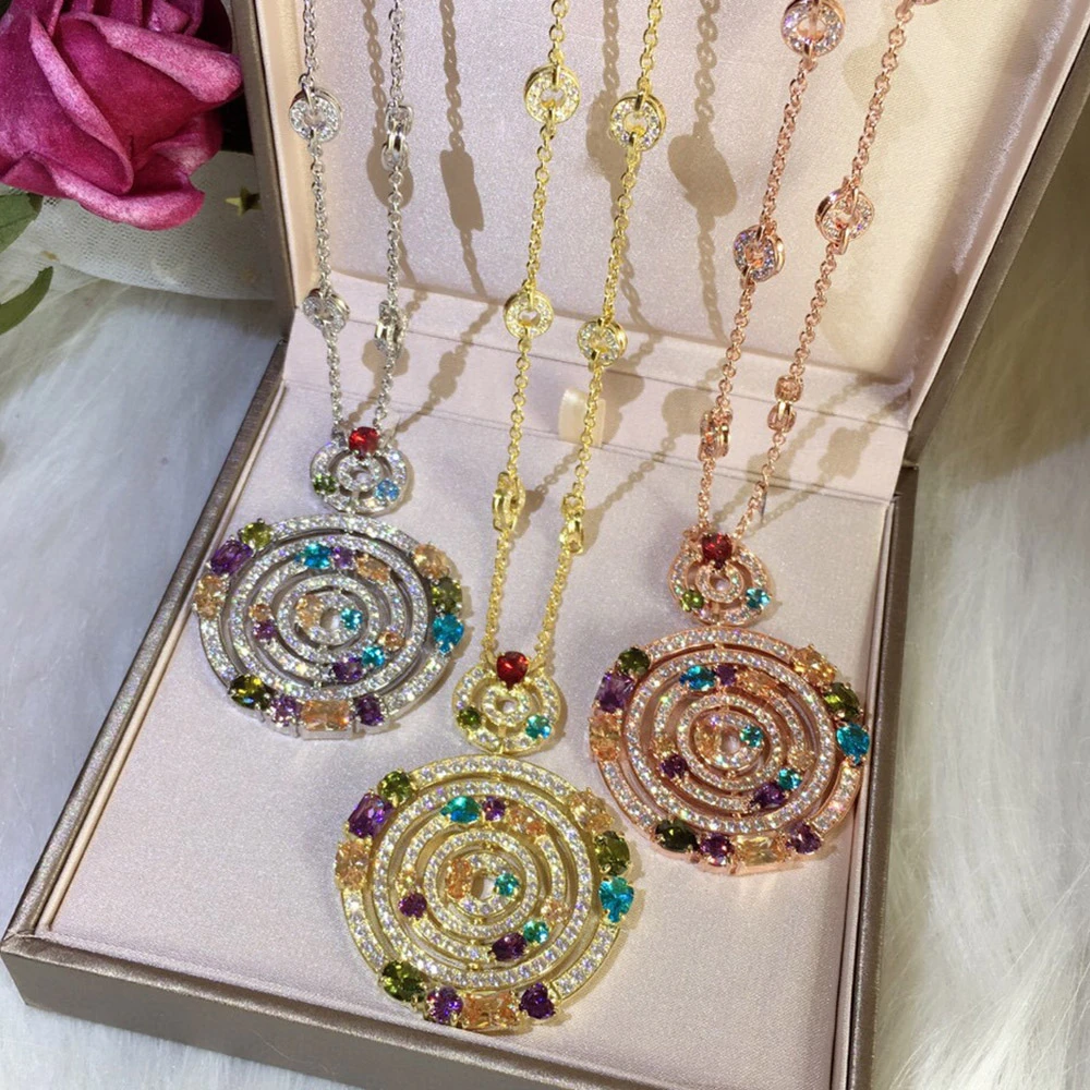 High Fashion Luxury Zircon Necklace For Women Party Wedding Multicolour