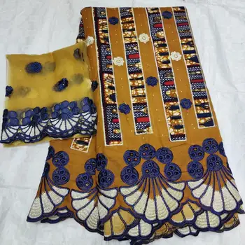 

High Quality African Lace Fabric Pink 2020 Latest French 100% Cotton Wax Mesh Embroidery Lace Fabric With stone 5+2Yard/Lot A476