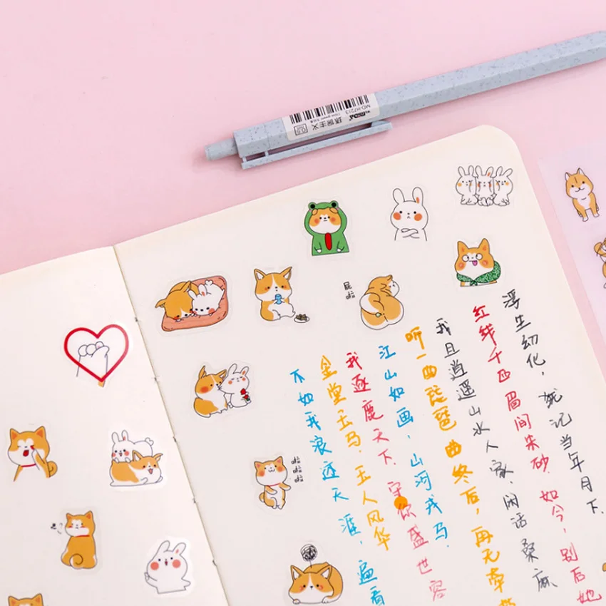 6 листов Kawaii собака прозрачная наклейка из ПВХ мультфильм Скрапбукинг наклейка s DIY Дневник палочка этикетка подарок для детей 4 варианта