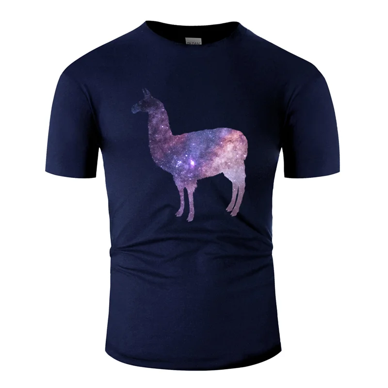 Men-Navy Blue Новая модная популярная лама футболка для мужчин унисекс европейский размер S-5xl Мужская футболка для отдыха хлопок брендовые Топы в стиле хип-хоп - Цвет: Men-Navy Blue