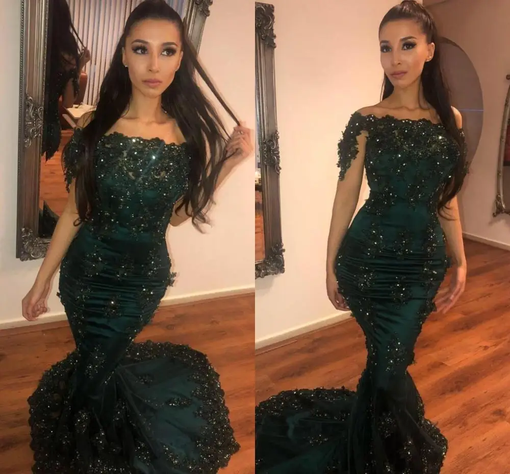 Блестящие бисерные Вечерние платья Русалка Длинные robe de soiree с открытыми плечами вечерние платья под заказ, официальное платье для выпускного вечера