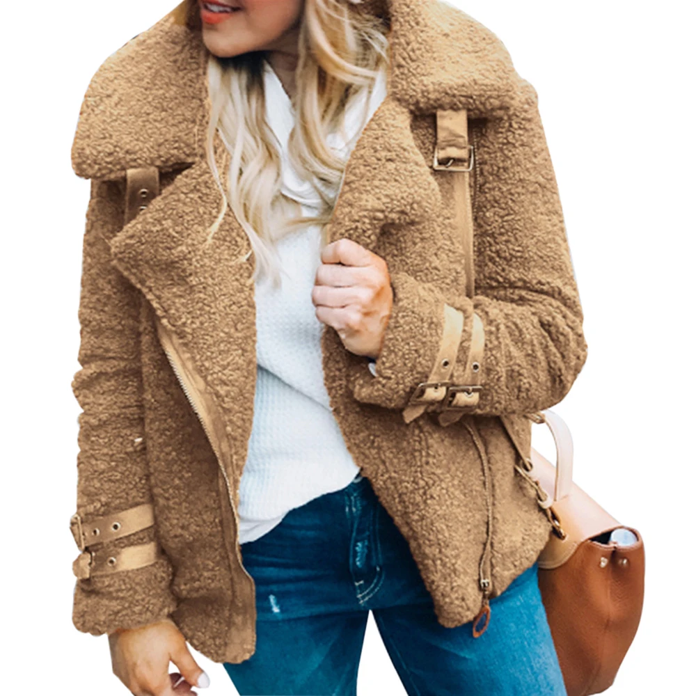 

Elegant Faux Fur Coat Women 2019 Winter Soft Zipper Fur Jacket Female Plush Overcoat Casual Outerwear Warm Coat