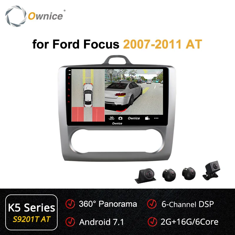 S9201 AT K5 Ownice K1 K2 8 Core Android 8,1 автомобилей 2 Din Радио DVD плеер с gps-навигатором для Ford Focus 2007- аудио мультимедийной системы головное устройство - Цвет: S9201 AT K5
