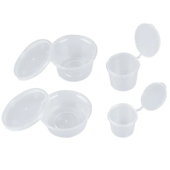 

5Pcs 25/40/50/80ml Plastic Sauce Cups Food Storage Containers Clear Boxes+Lids Clear Plastic Cups Takeaway Sauce Box