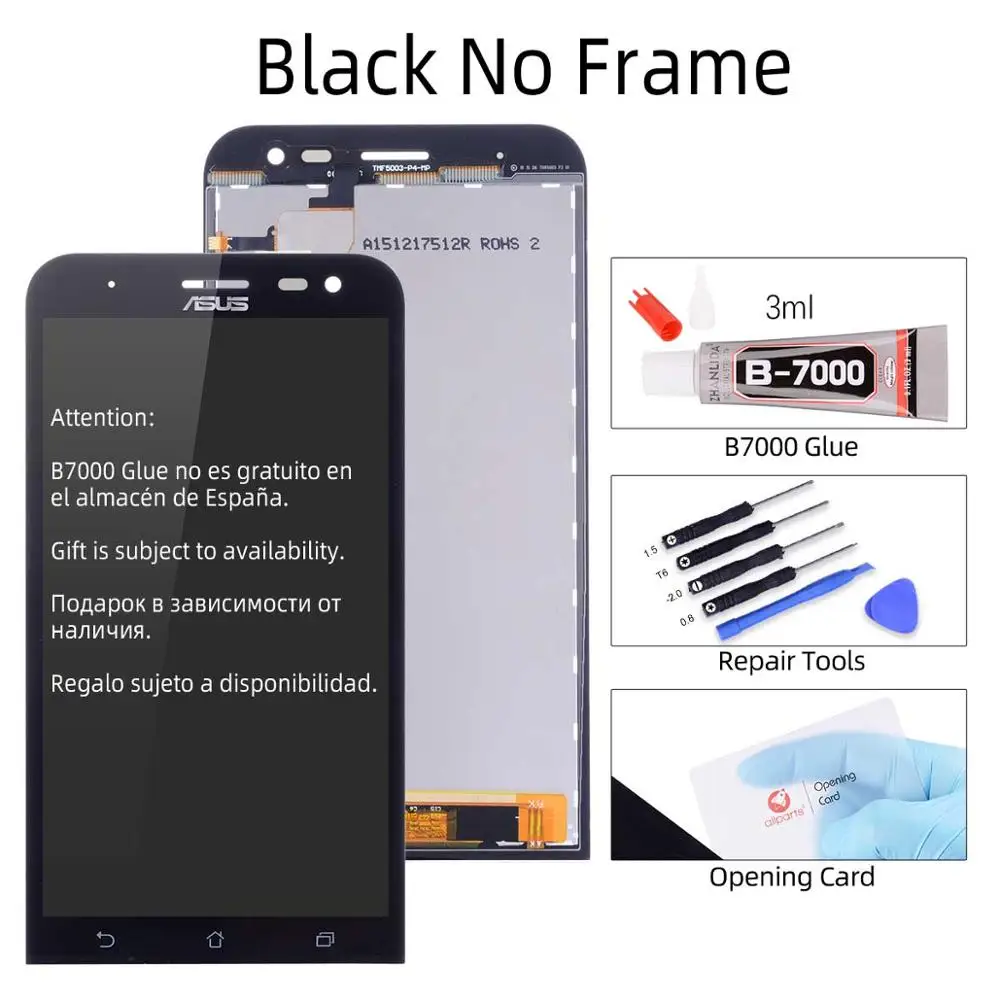 Black No Frame Дисплей для ASUS Zenfone 2 Laser ZE500KL LCD ZE500KG в сборе с тачскрином на рамке черный - Цвет: Black No Frame