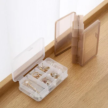 

Jewelry Storage Box Double-layer Plastic Box Makeup Organizer Portable Transparent Earring Storage Box 10 Grid Display Stand