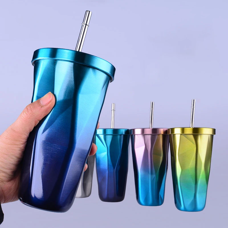 

Stainless Steel Drinking Cup with Lid and Straw Tumbler Hot Cold Double Wall Vacuum Insulation Coffee Mug Water Flask C1205 e