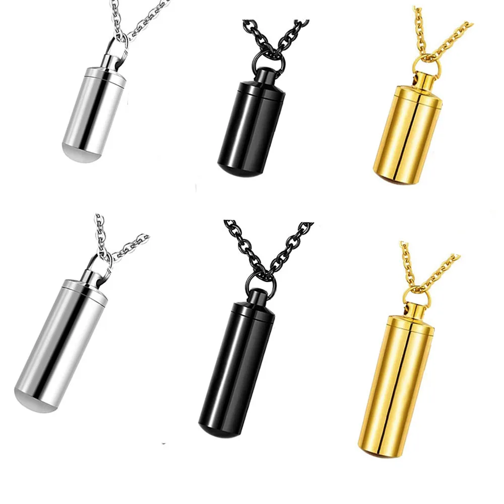 1pc fill Bullet Metal tube necklace urn bottle screw top animal ashes charm ** 