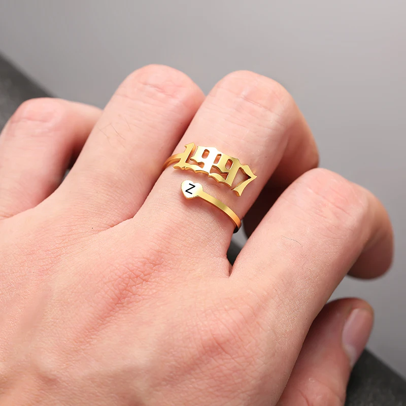 Мужское кольцо с надписью ABC enitial Heart Anillos Mujer ювелирное изделие подарок на осень