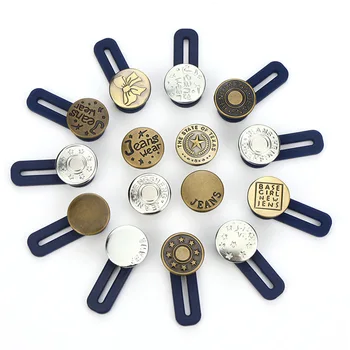 

5pcs/lot Adjustable Disassembly Retractable Jeans Waist Extension Metal Letter Buttons Free Sewing Buttons Jokers Increase Waist