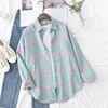 2025 New Fashion Loose Womens Plaid Shirt Fresh College Style Design Blouses And Tops Long Sleeve Casual Female Checked Clothes 3