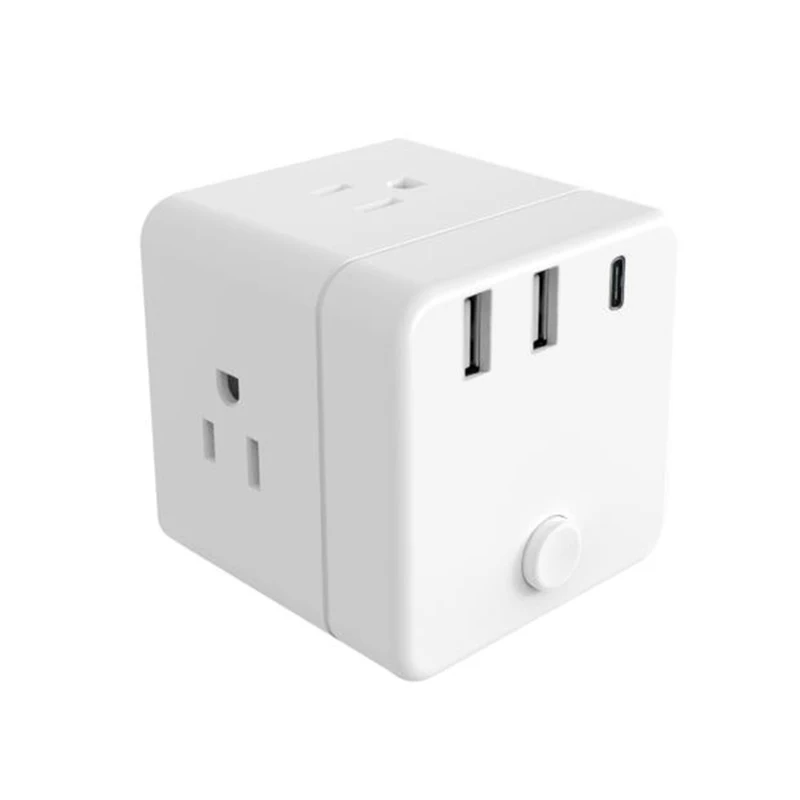 США Plug Compact Square Smart power Strip с 1 USB-C зарядным портом и 2 usb-портом и переключателем управления, портативным квадратным питанием St